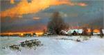 Художник Быков Виктор Александрович Картина Закат в деревне зимой  Современная живопись